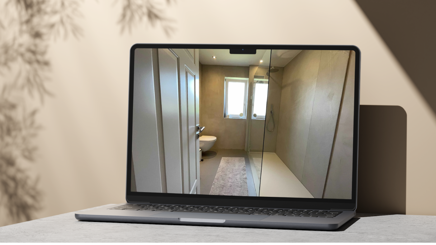 Ein fugenloses Bad im Bildschirm eines Macbooks